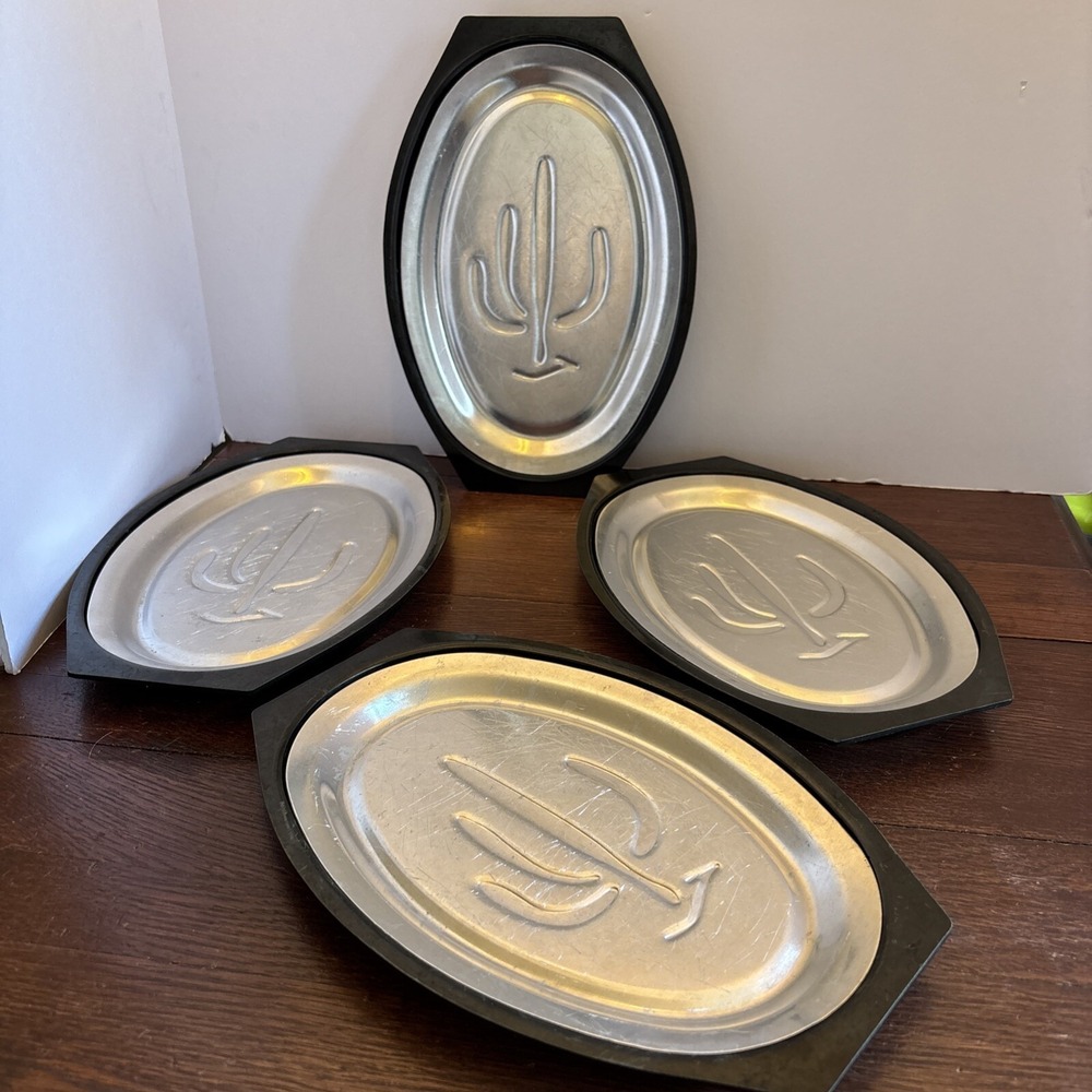Four Vintage Nordic Ware Saguaro Cactus Steak Platters Fajita Hot Sizzler Plate
